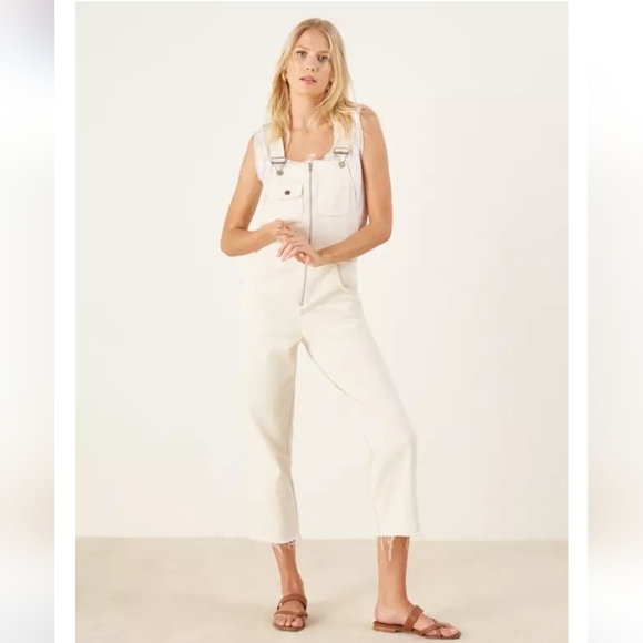 Reformation Benji Overalls Denim Cream Ivory size 10 - Picture 15 of 15